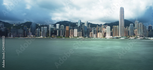 Photography Hong Kong harbour, long exposition