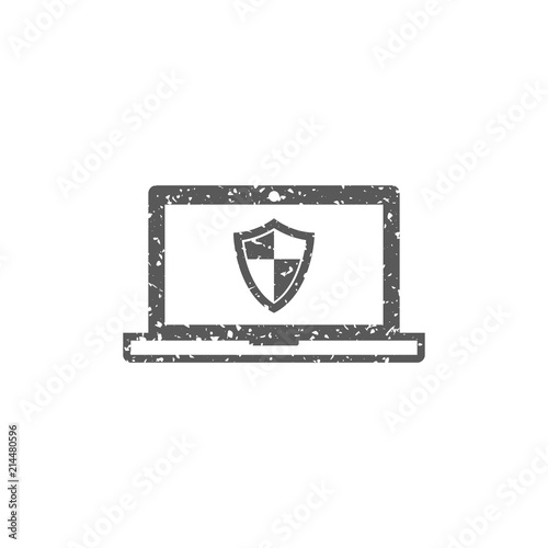 Laptops icon in grunge texture. Vintage style vector illustration.