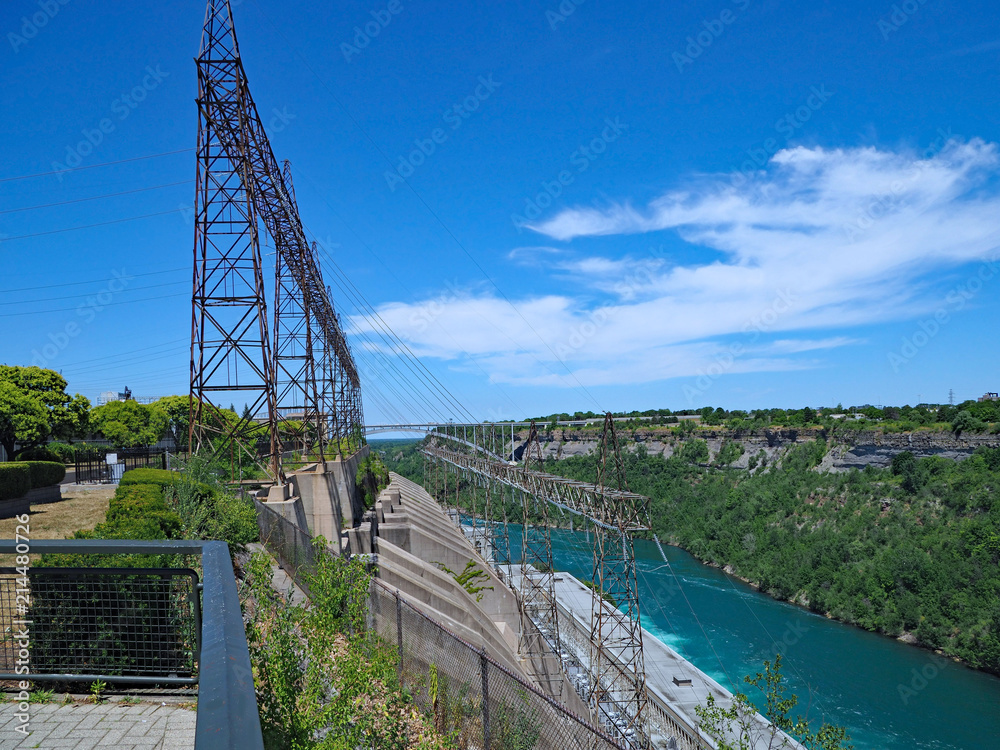 Fototapeta premium Electricity generating station and transmission lines near Niagara Falls