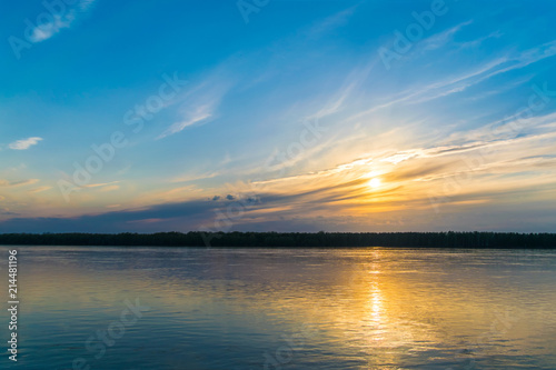 Sunset on river