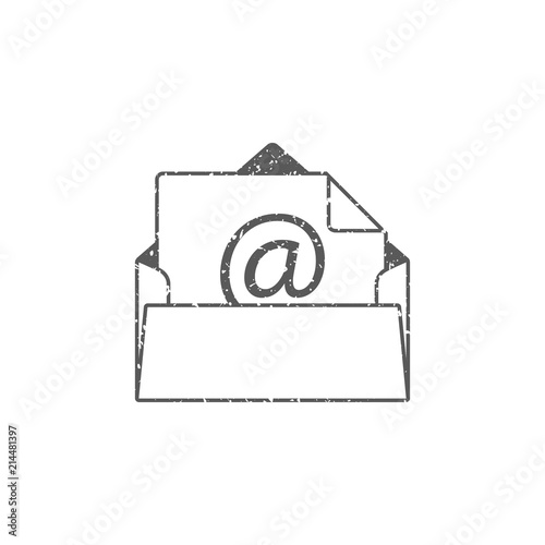 Email icon in grunge texture. Vintage style vector illustration.