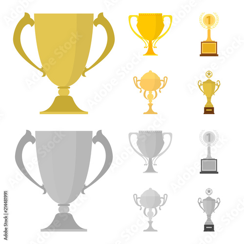 Gold Cup cartoon,monochrome icons in set collection for design. Winners Cup vector symbol stock web illustration.