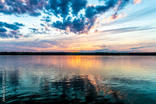 Sunset on river