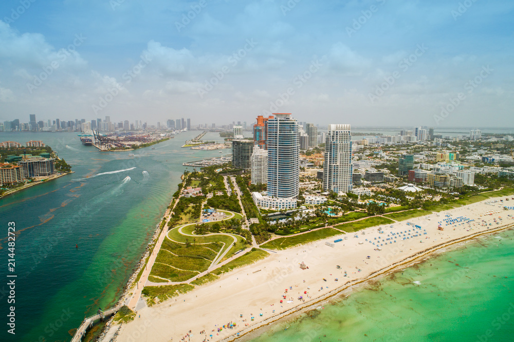 TRavel destination Miami Beach shot with an aerial drone TRavel destination Miami Beach shot with an aerial drone