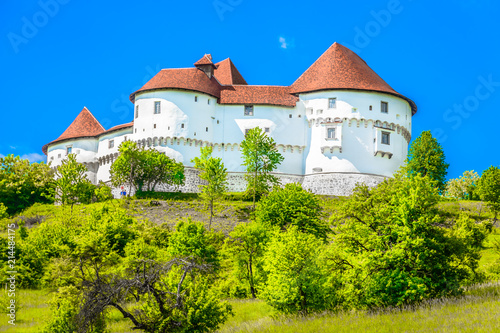 Veliki Tabor castle landmark. / Scenic view at medieval castle in Zagorje region, Veliki Tabor landmark.
