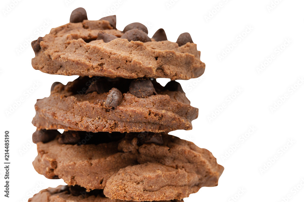 chocolate chip cookie isolated on white background - clipping paths