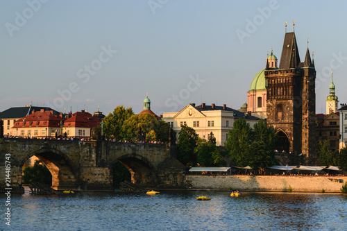 Charles Bridge and Old Town in Prague at Sunset