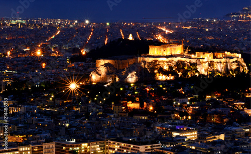 The best of Top view Acropolis at night on Lycabettus Hill. A place in Athens that should not be missed at night time.