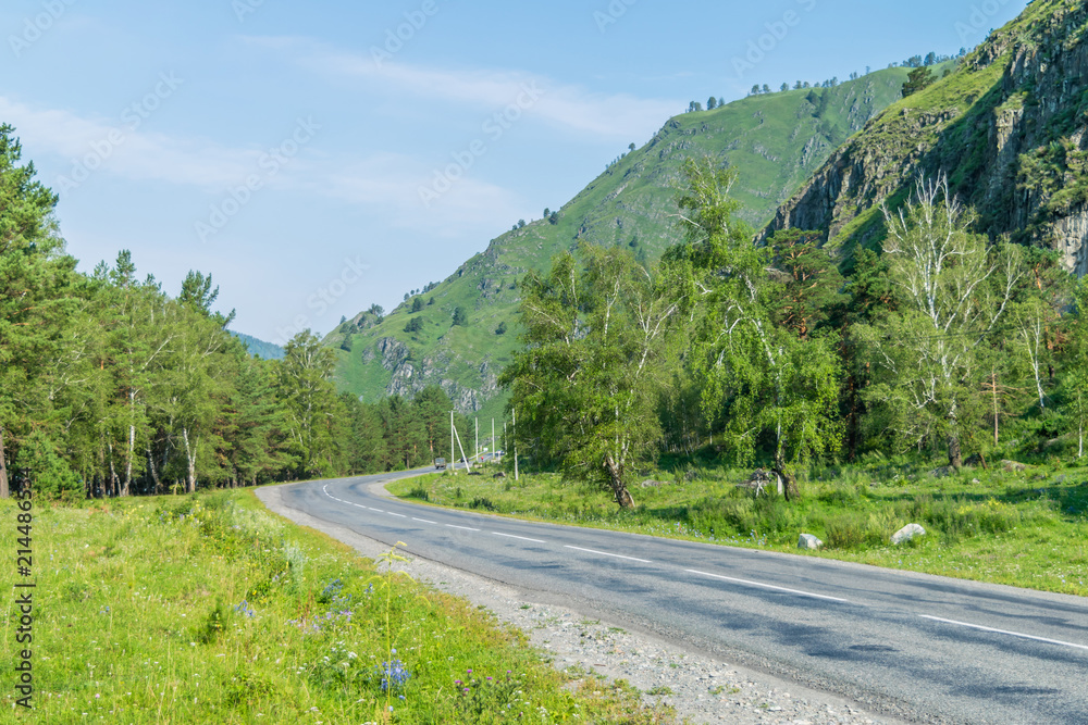 Mountain summer road in Altai