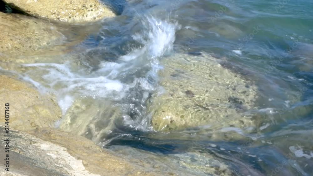 Water that strikes against rocks in slow motion Water that strikes against rocks in slow motion