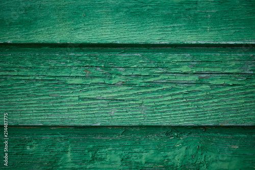 Old green boards. Vintage old wood background.