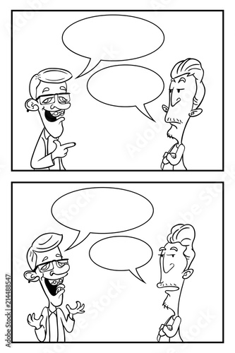Create your Own Comic, conversation between two man Cartoon Vector