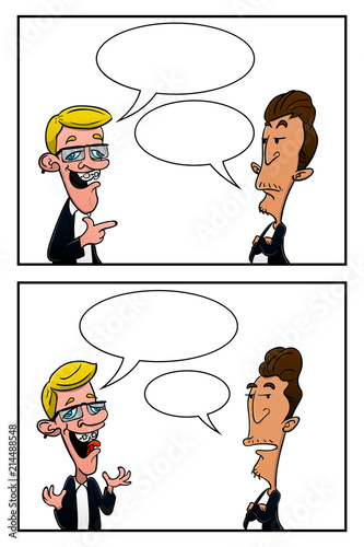 Create your own humor comic, Conversation between two man Cartoon Vector