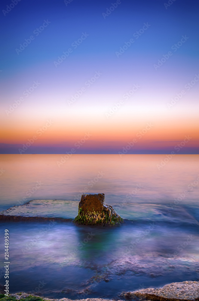 Seascape during the sunset in the Odesa of Ukraine