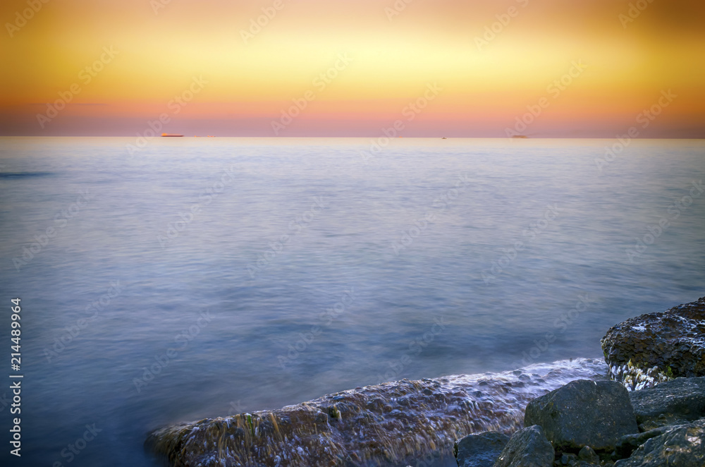 Seascape during the sunset in the Odesa of Ukraine Seascape during the sunset in the Odesa of Ukraine