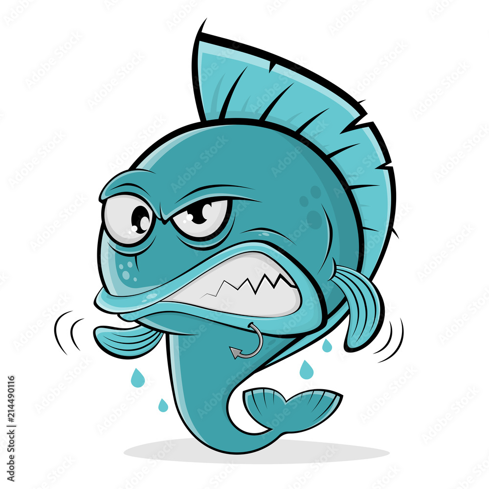 Naklejka premium angry cartoon fish