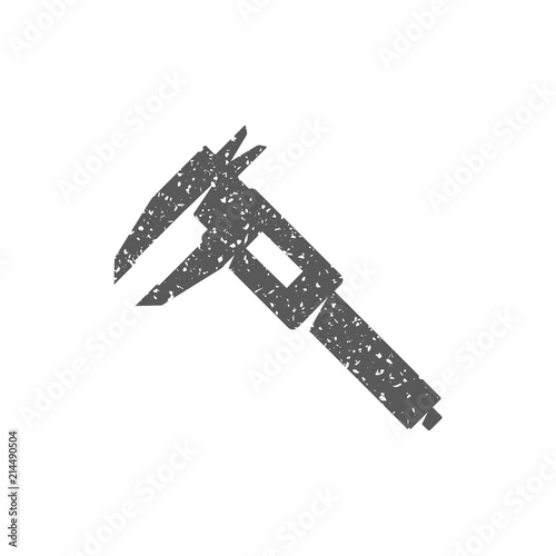 Dial caliper icon in grunge texture. Vintage style vector illustration.