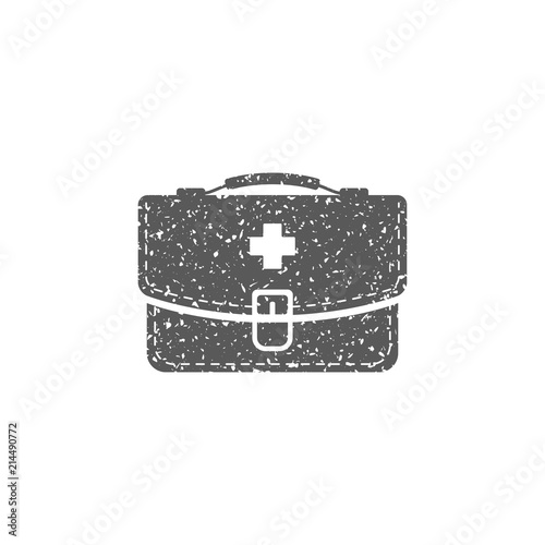 Vintage medical case icon in grunge texture. Vintage style vector illustration.