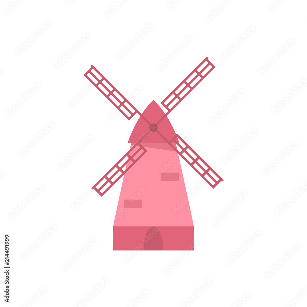 Pink Windmill icon. Vector
