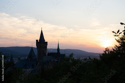 Schloss Wernigerode im Sonnenuntergang 