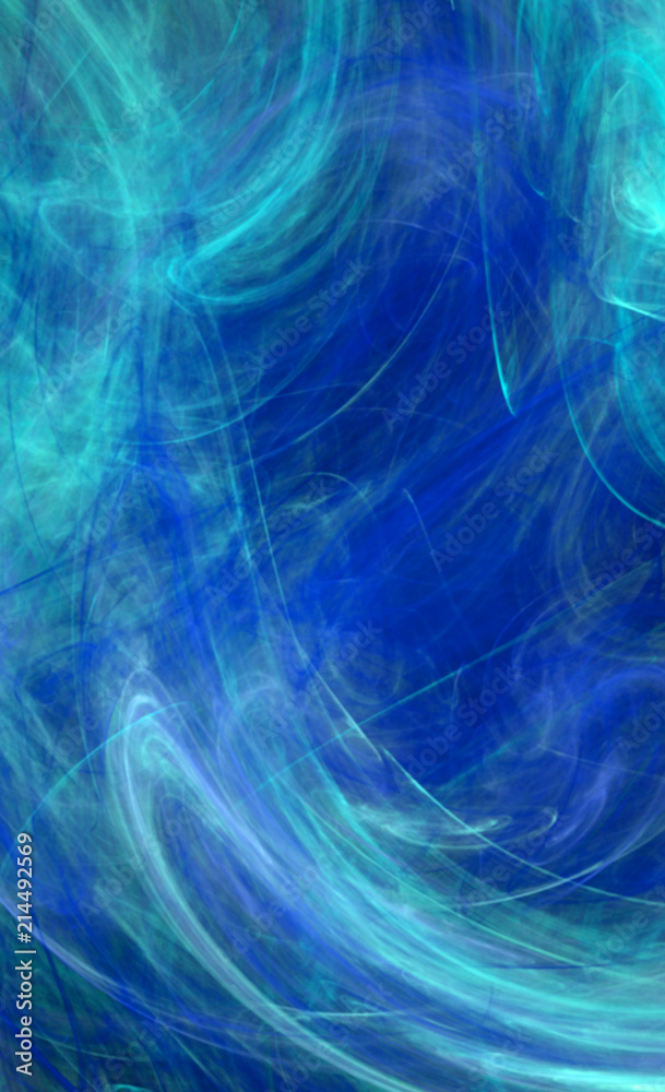 Blue light smoke fractal background or texture.