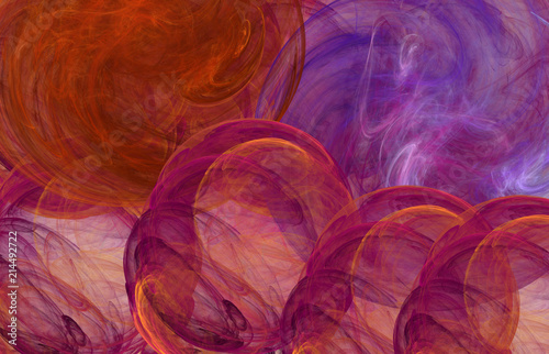Red yellow abstract fractal circle backround or texture.
