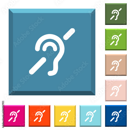 Hearing impaired white icons on edged square buttons