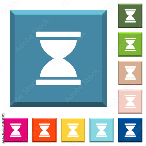 Hourglass white icons on edged square buttons