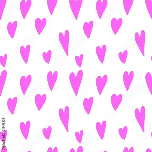 Seamless pattern with hand drawn hearts. Design element for poster, card, decoration.
