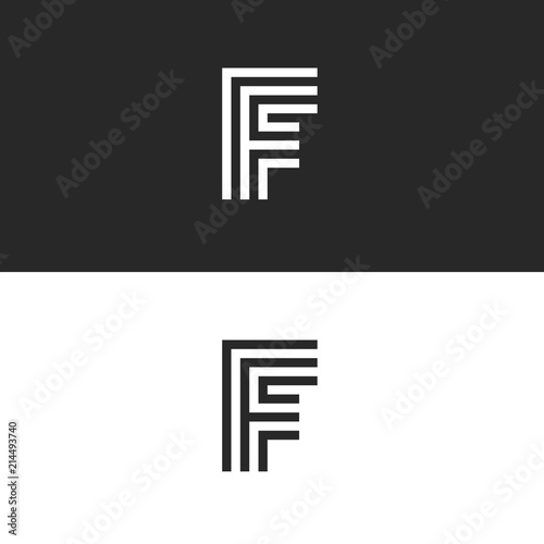 F letter, monogram identity logo, minimal style linear typography design element, stylish black and white lines emblem