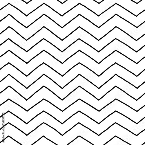 Seamless geometric background. Hand drawn zigzag pattern. Black and white textures. Vector illustration