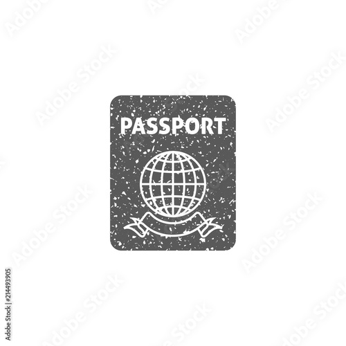 Passport icon in grunge texture. Vintage style vector illustration.