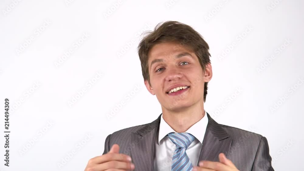 Inviting for a new project, excited businessman Inviting for a new project, excited businessman