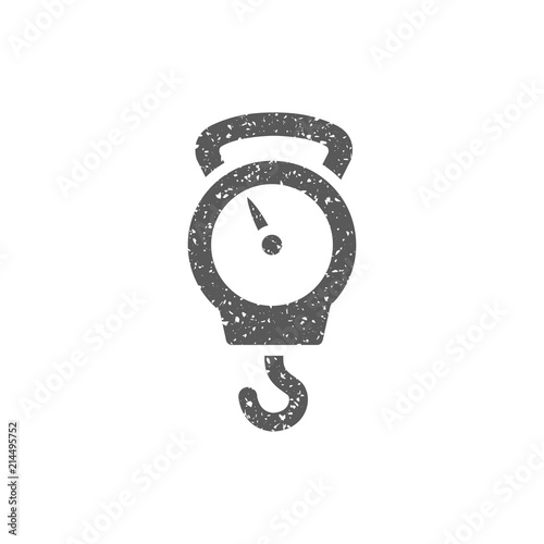 Fishing scale icon in grunge texture. Vintage style vector illustration.