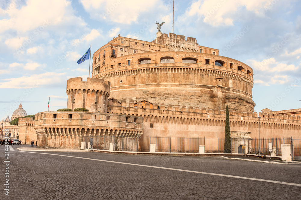 Famous Saint Angel Castle  in Rome, Italy. Travel  concept