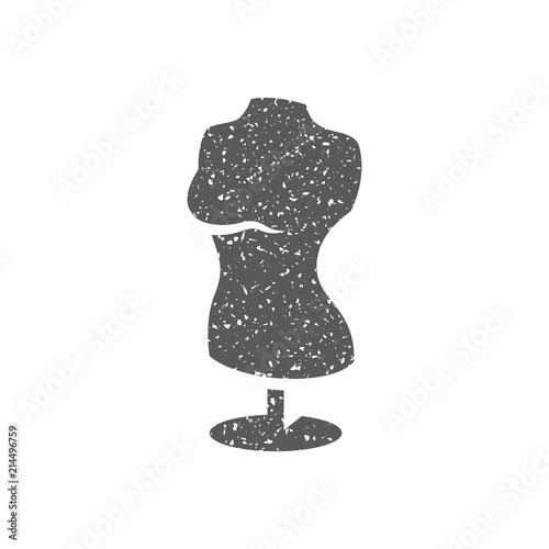 Mannequin icon in grunge texture. Vintage style vector illustration.