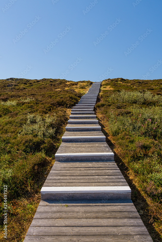 Stairway in the dune landscape of northern Sylt, Germany