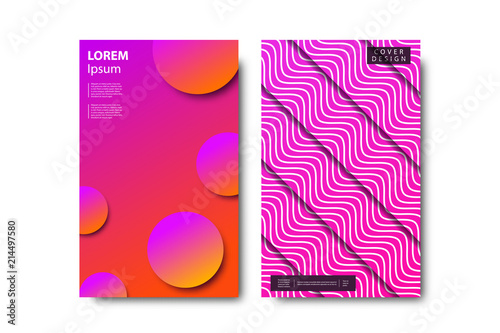 Vector set of realistic isolated brochure with liquid and lava lamp shapes design for decoration and covering on the white background.