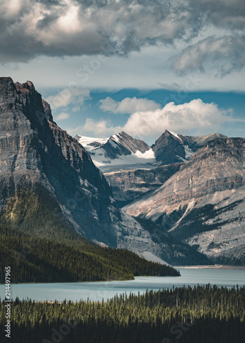 Panorama Mountain View over Hector Lake, Banff National Park photo