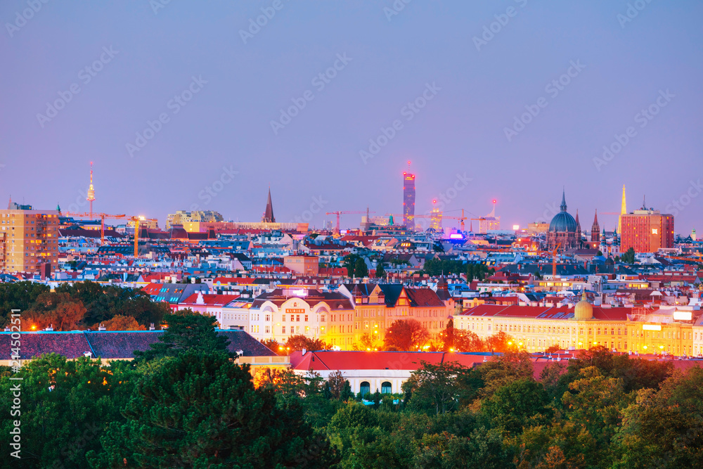 Vienna aerial view in the evening