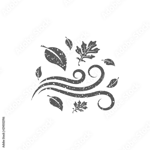 Autumn leaves icon in grunge texture. Vintage style vector illustration.