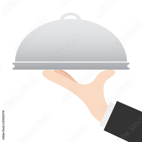 waiter tray with hand, stock vector illustration
