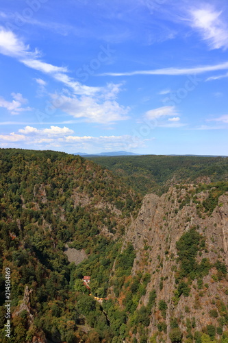 Panoramic view into the Bode Gorge, Harz Mountains, Saxony-Anhalt, Germany