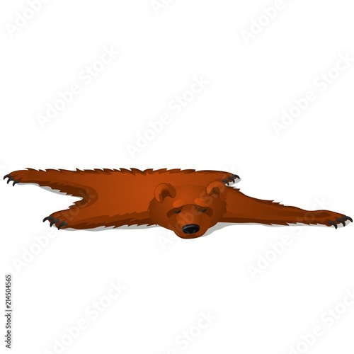 Brown bear skin isolated on white background. Vector cartoon close-up illustration.