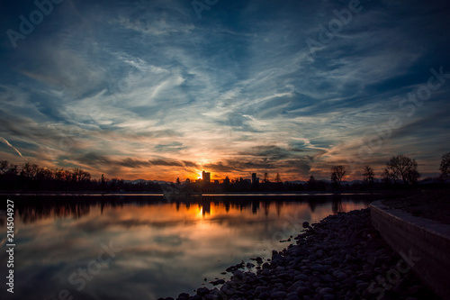 Colorful sunset in the Denver City Park 