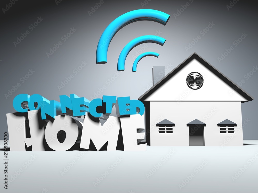 Smart home using wireless connexion technology .3D rendering Smart home using wireless connexion technology .3D rendering