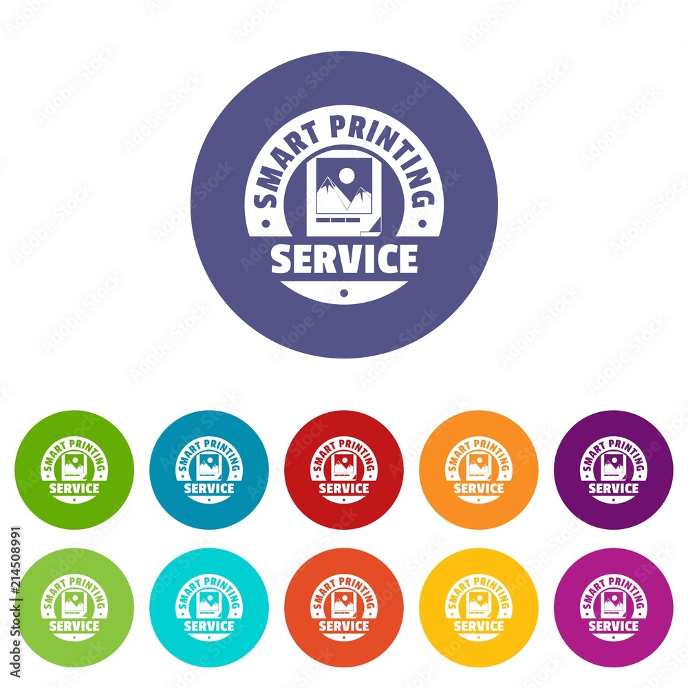 Smart printing service icons color set vector for any web design on white background
