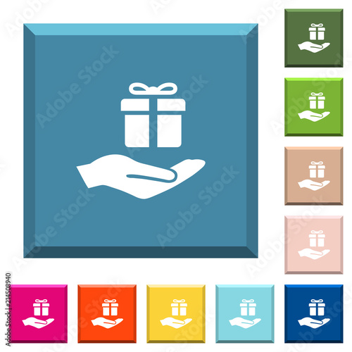 Gifting white icons on edged square buttons