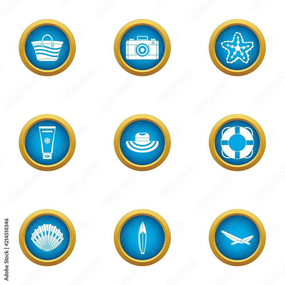 Authorization water icons set. Flat set of 9 authorization water vector icons for web isolated on white background
