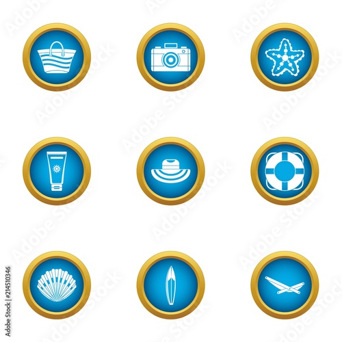 Authorization water icons set. Flat set of 9 authorization water vector icons for web isolated on white background